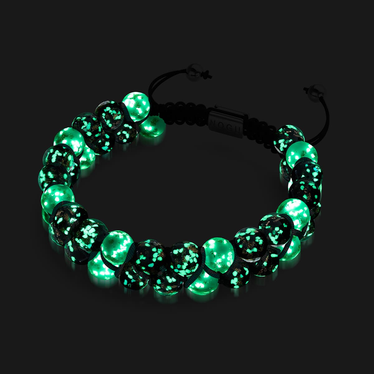 Biscuits et crème | Obsidienne x Ivoire | Bracelet Verre Double Luciole